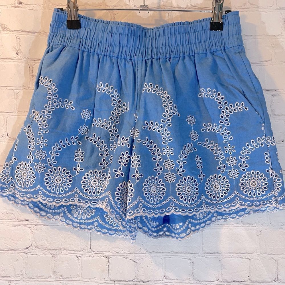 J. Crew Embroidered Scalloped Pull-On Elastic Waist Shorts